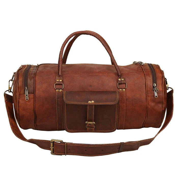 Handcrafted Classic Leather Travel Duffel Bag