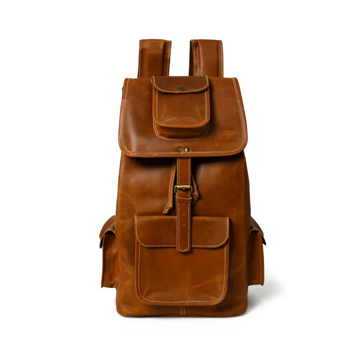 Handmade Tan Brown Leather Backpack