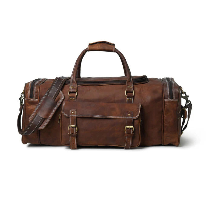 Premium Leather Travel Duffle Bag