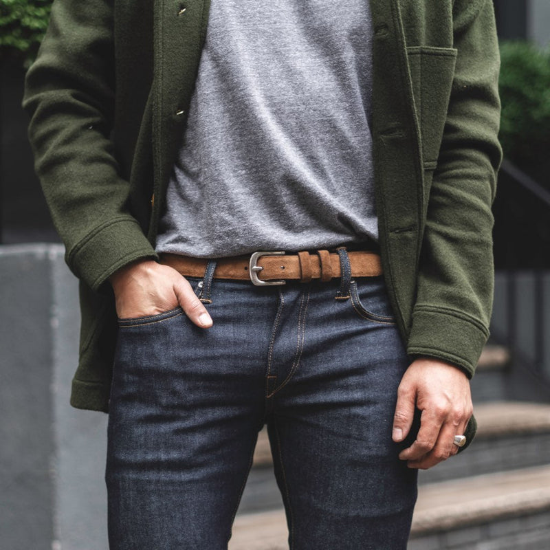 Men's Refined Leather Belt | Cognac Suede