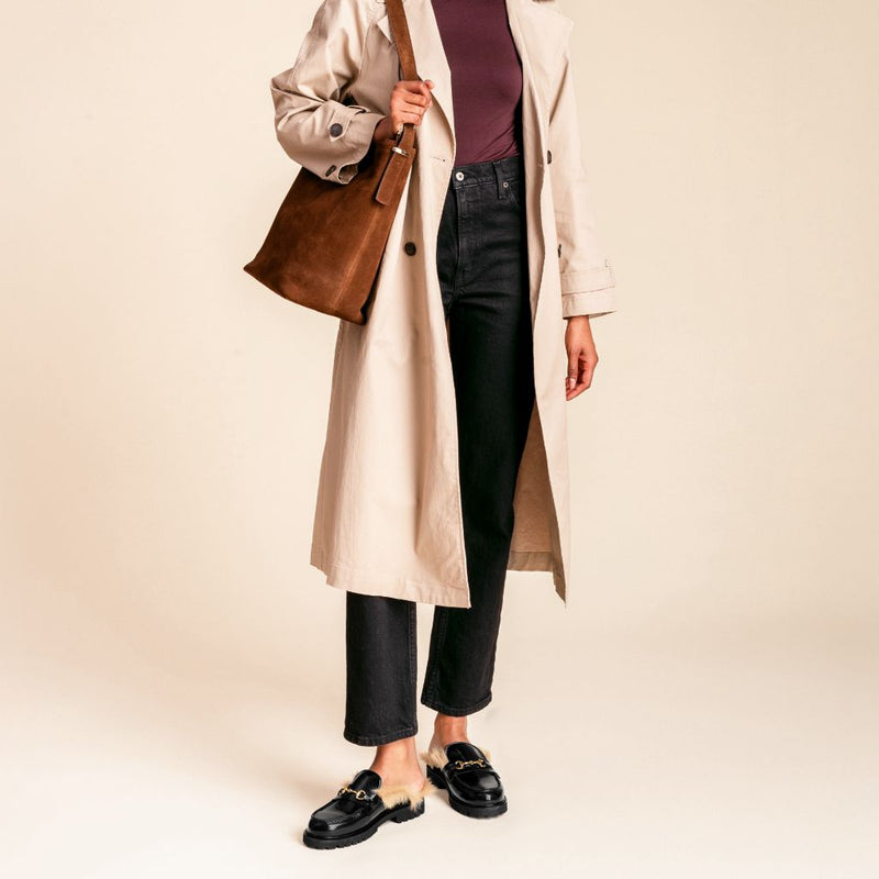 Penny Mule | Black & Beige Shearling