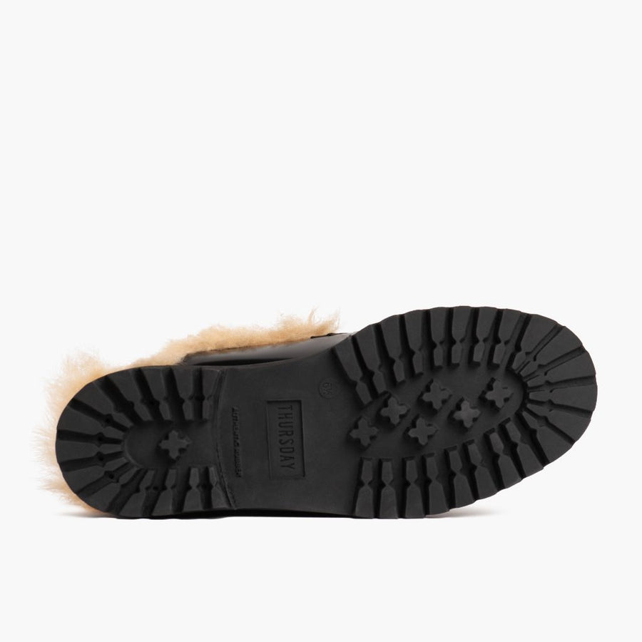 Penny Mule | Black & Beige Shearling
