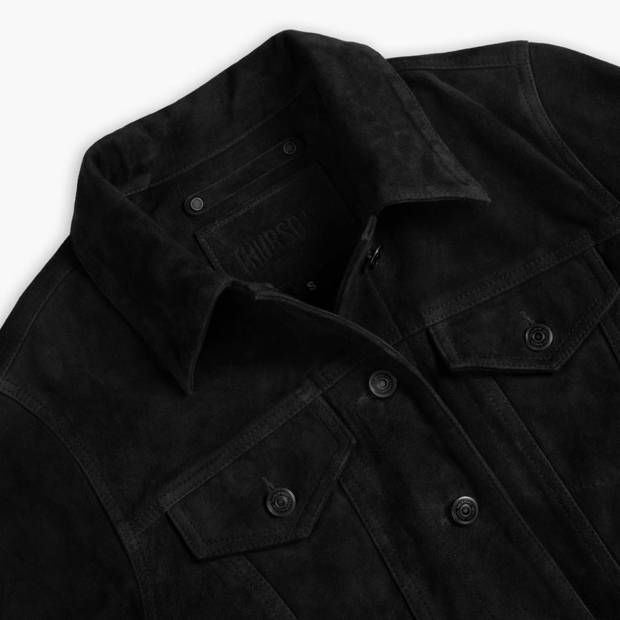 Suede Trucker Jacket | Black