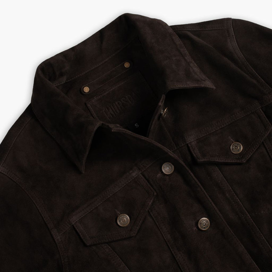 Suede Trucker Jacket | Chocolate