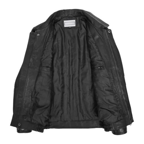 Men's Black Mirage Leather Bomber Jacket