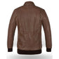 Men's Brown Vortex Leather Bomber Jacket