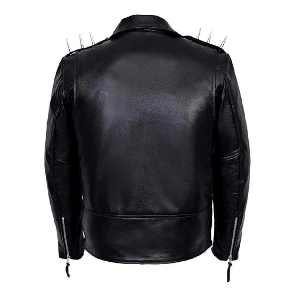 Black Ghost Rider Motorcycle Leather Jacket