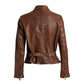 Women's Brown Stylish Button Leather Jacket