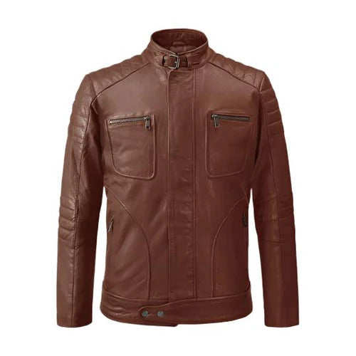 Men's Tan Rebellion Leather Biker Jacket