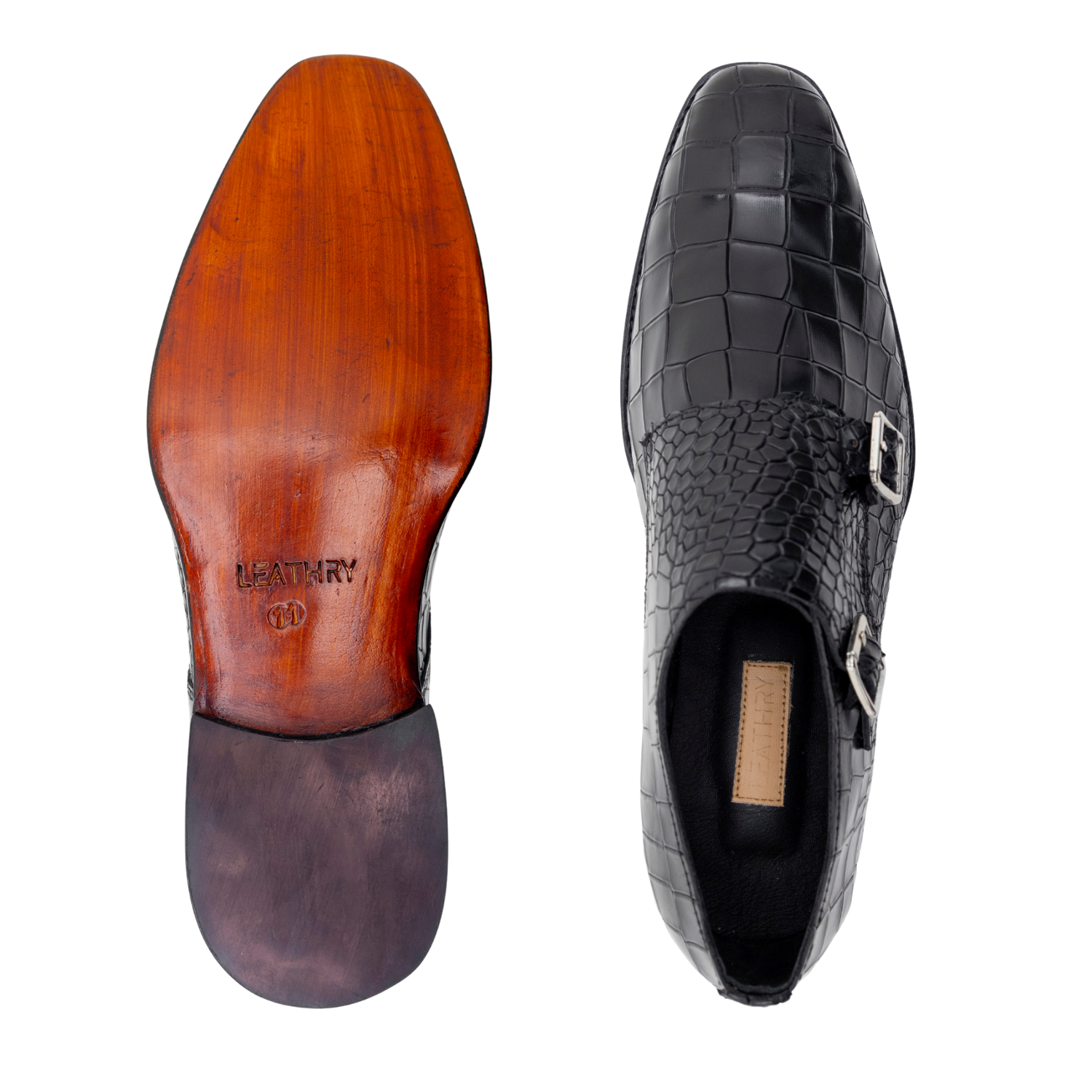 The Reed | Alligator Texture Monk Strap