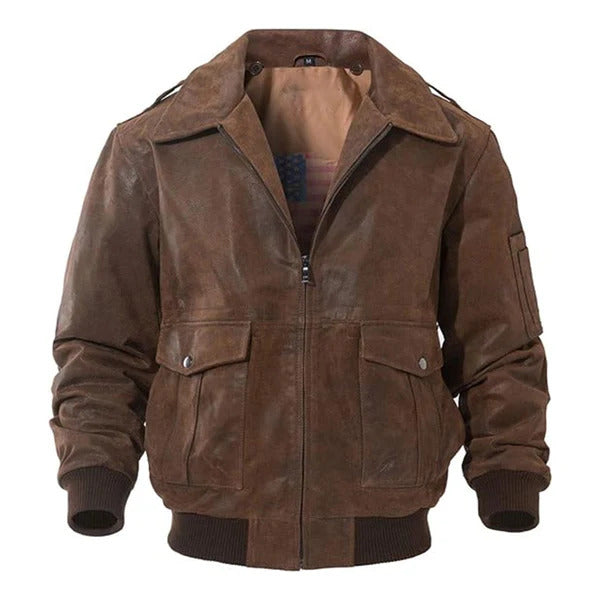 Men's Air Force Flight Aviator Bomber Leather Jacket