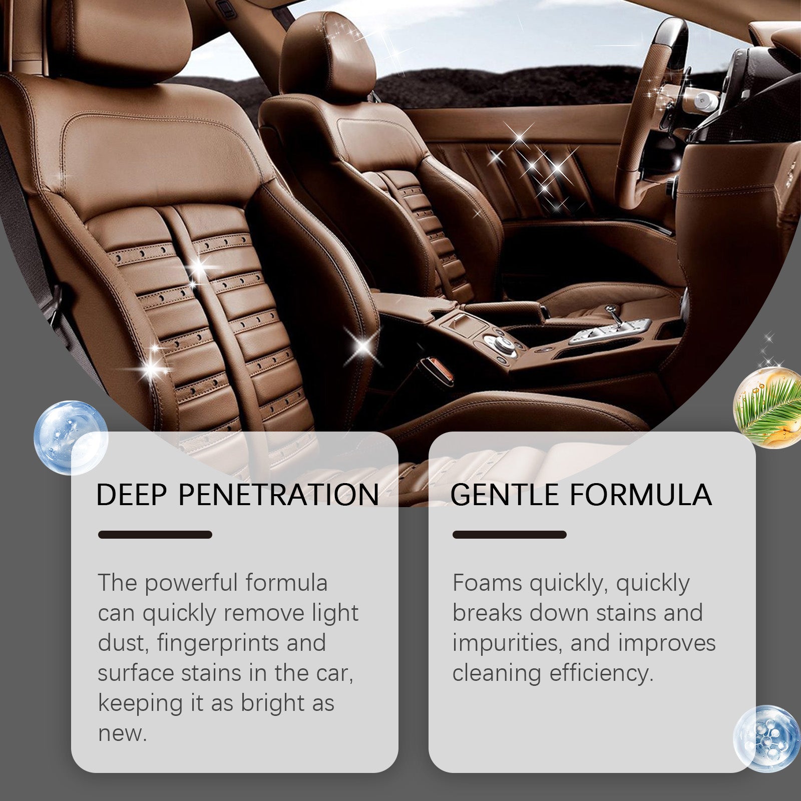 Car Interior Cleaner, Interior Cleaning Refurbished Leather Fabric Plastic Cleaner