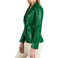 Women's Green Breasted Leather Coat