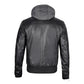 Men's Grey Hoodie Black Leather Jacket