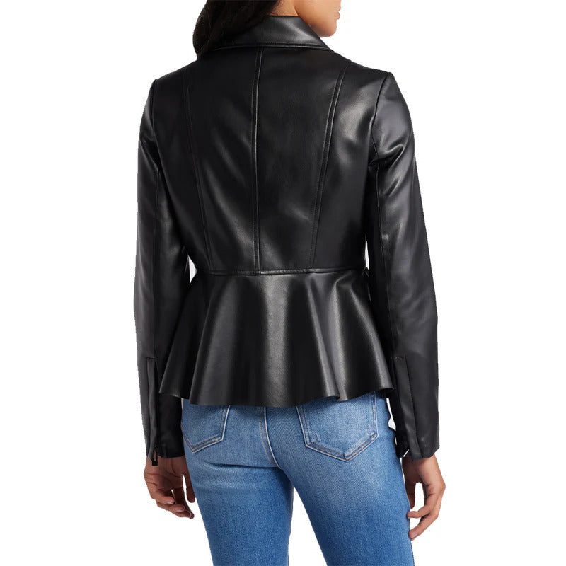 Women's Peplum Moto Leather Jacket