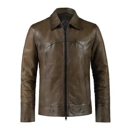 Men's Brown Vintage Phonics Leather Jacket