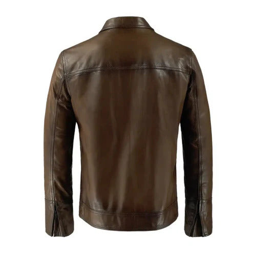 Men's Brown Vintage Phonics Leather Jacket