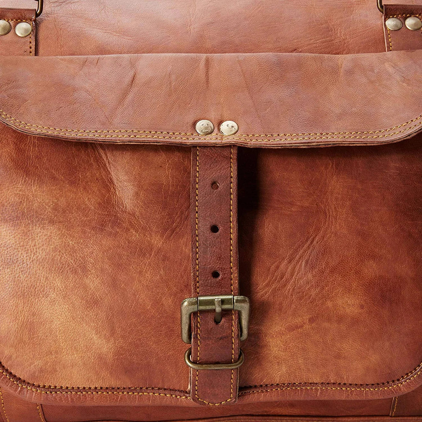 Classic Tan Leather Duffel Bag