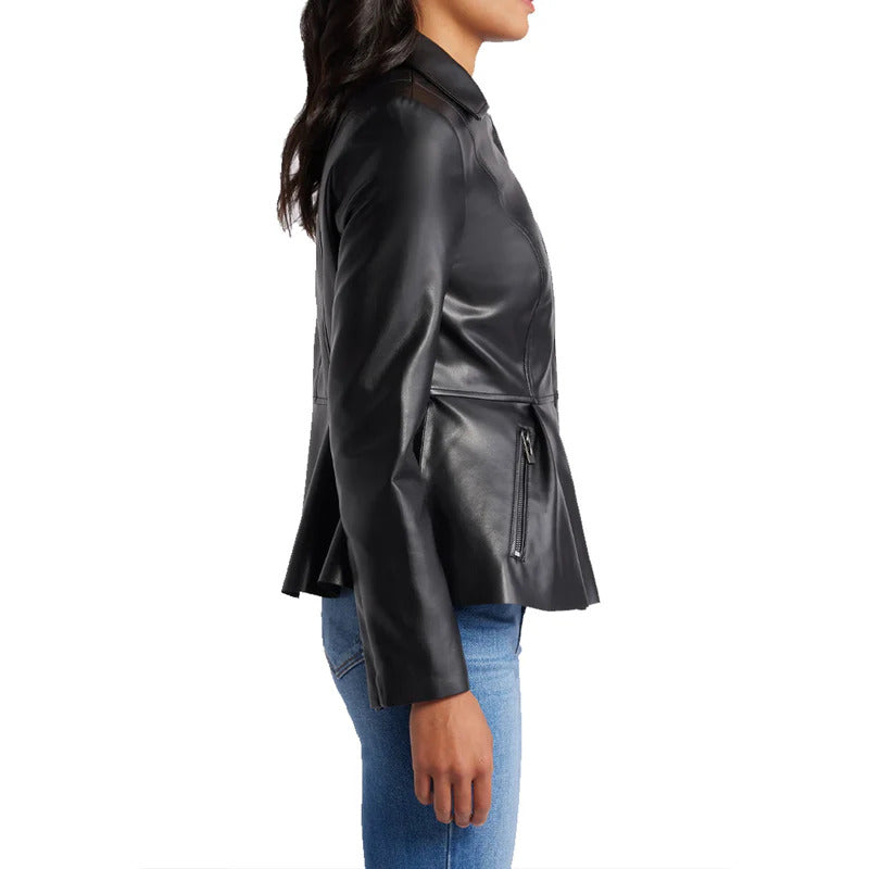 Women's Peplum Moto Leather Jacket