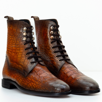 The Odran | Crocodile Texture Lace Up