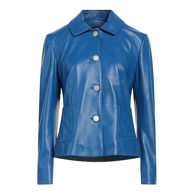 Women's Blue Tagliatore Leather Jacket