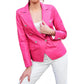 Women's Pink Breasted Leather Coat