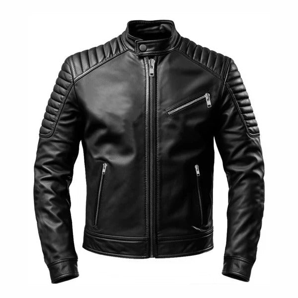 Men's Black Slim fit Genuine Leather Jacket