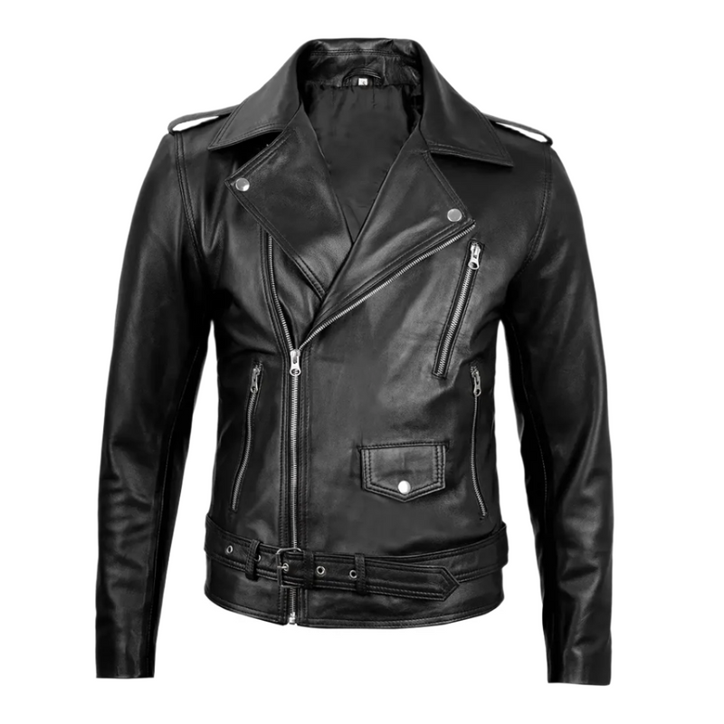 Men's Negan Asymmetrical Leather Biker Jacket