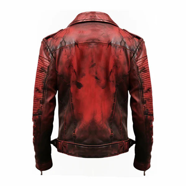 Men's Bloody Red Halloween Biker Leather Jacket