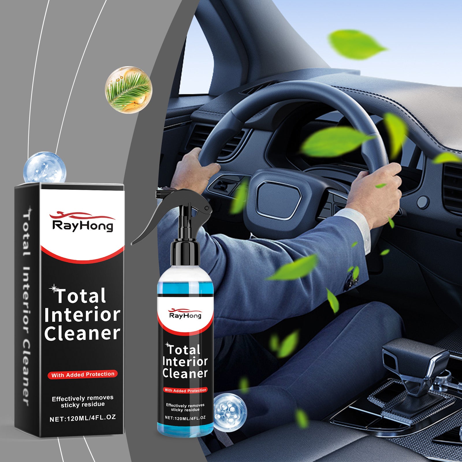Car Interior Cleaner, Interior Cleaning Refurbished Leather Fabric Plastic Cleaner