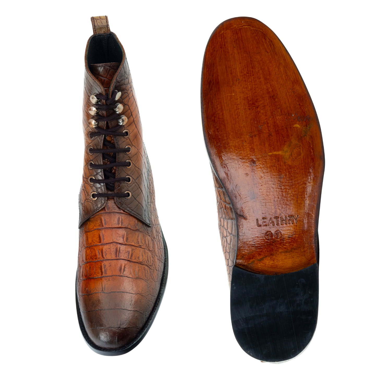 The Odran | Crocodile Texture Lace Up