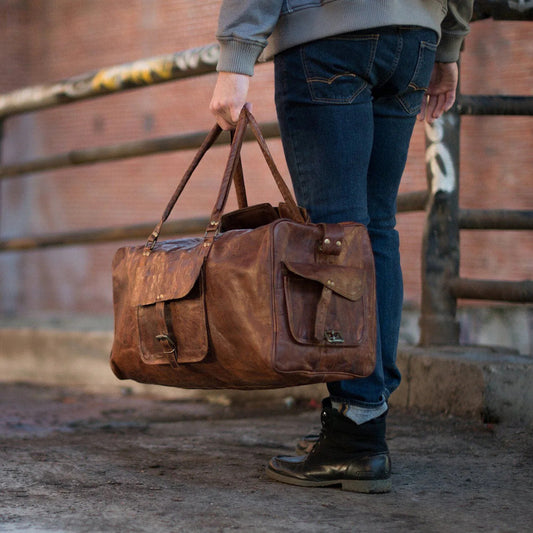 Large Vintage Leather Duffel Bag