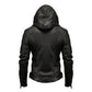 Men's Black Hooded Biker Leather Jacket