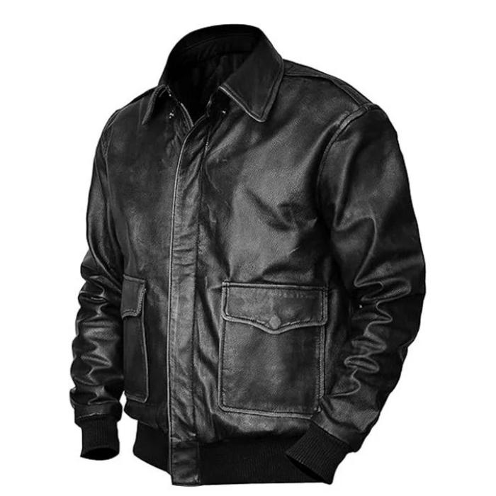 Men's Aviator A2 Distressed Leather Bomber Jacket