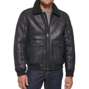 Men's Aviator Leather Bomber Jacket