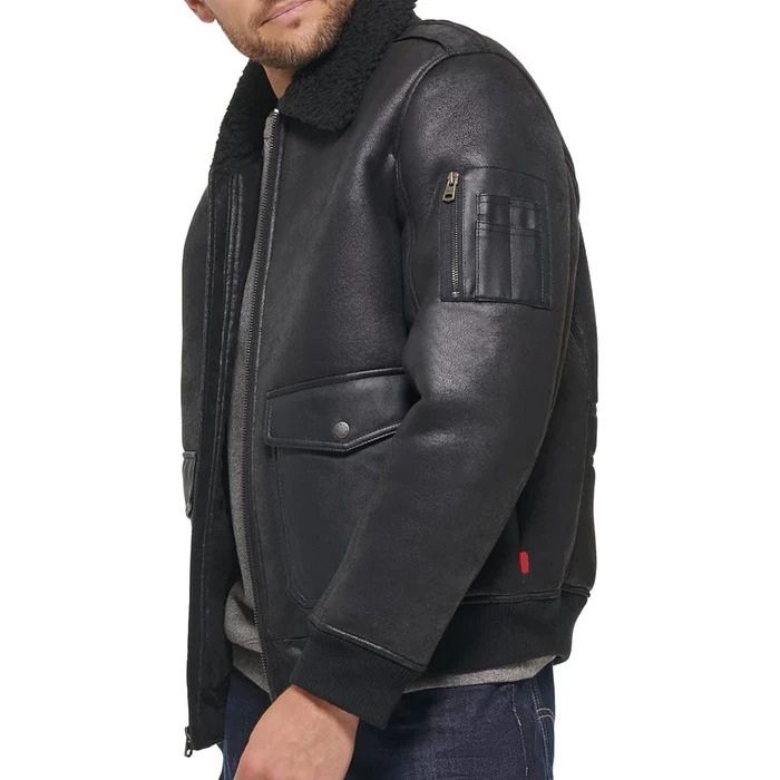 Men's Aviator Leather Bomber Jacket