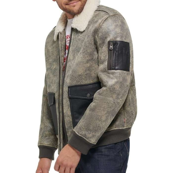 Men's Aviator Leather Bomber Jacket