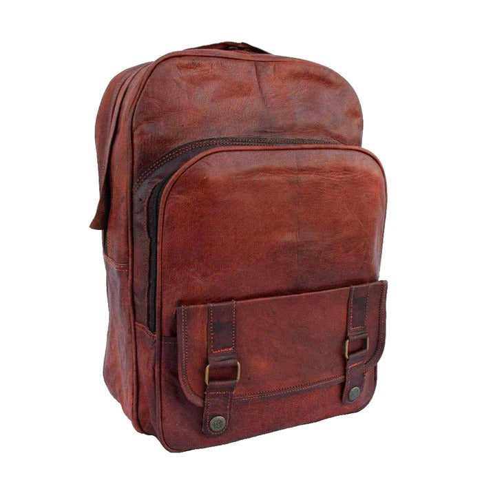 Rustic Leather Zipper Backpack