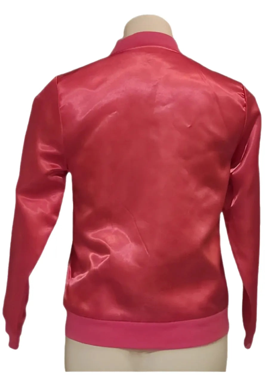Barbie Pink Satin Bomber Jacket