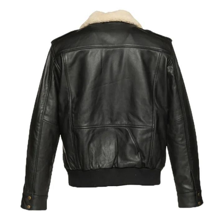 Men's Black Alaric Shearling Collar Bomber Jacket
