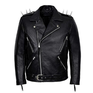 Black Ghost Rider Motorcycle Leather Jacket