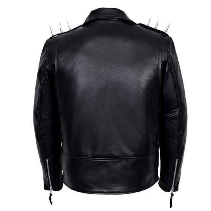Black Ghost Rider Motorcycle Leather Jacket