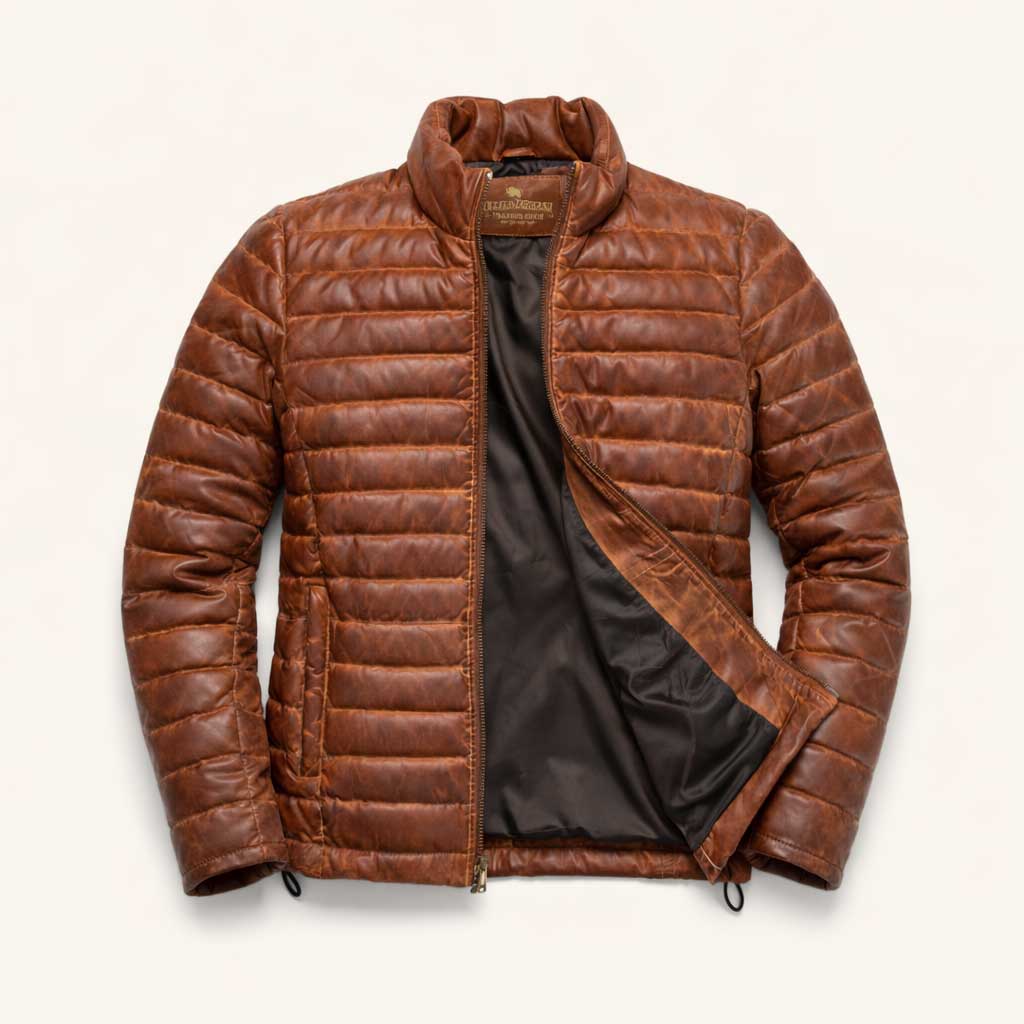 Bridger Leather Down Jacket | Light Brown