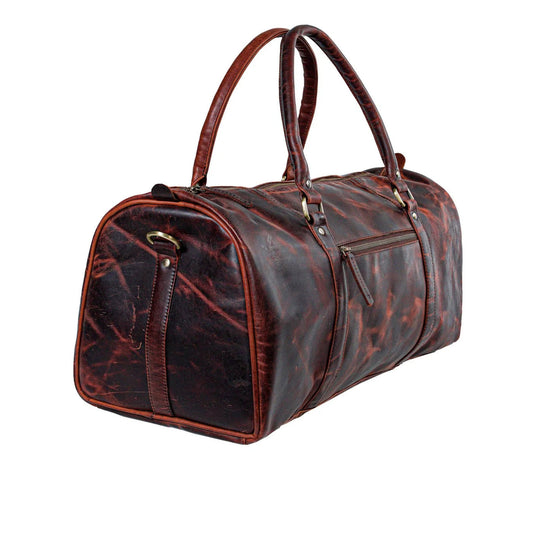 Compact Vintage Leather Duffle Bag