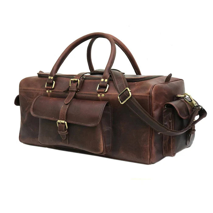 Buffalo Leather Weekender Duffle Bag