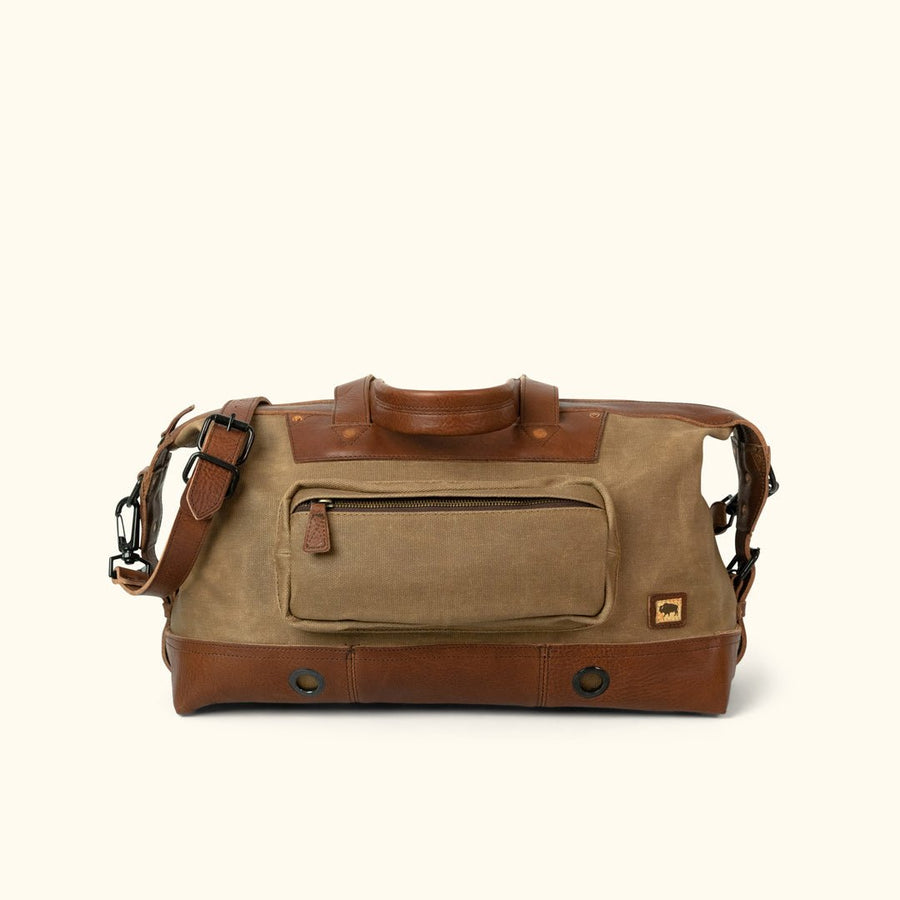 Dakota Waxed Canvas Weekend Bag | Field Khaki w/ Chestnut Brown Leather  |  Duffle Bag