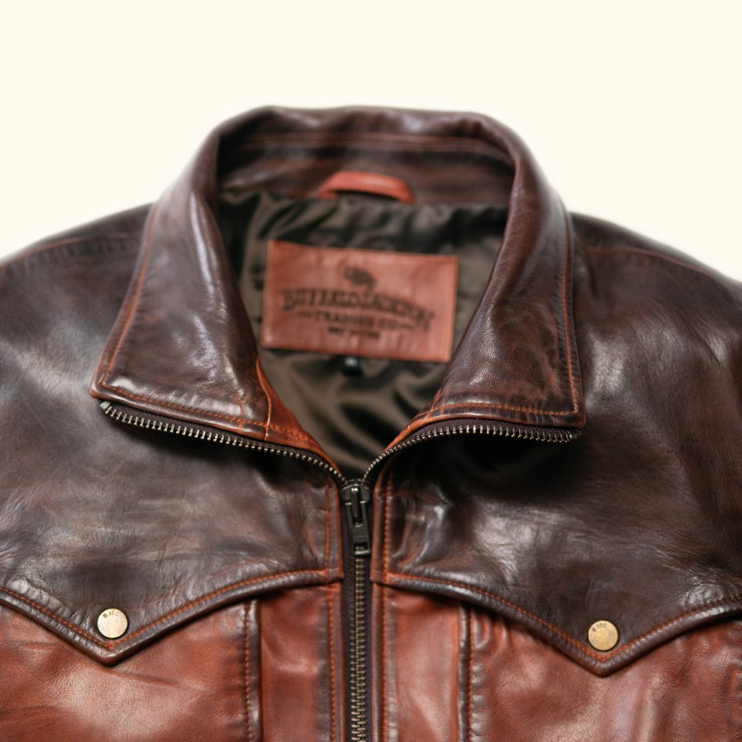 Western Elkhorn Leather Jacket | Distressed Brown & Chestnut