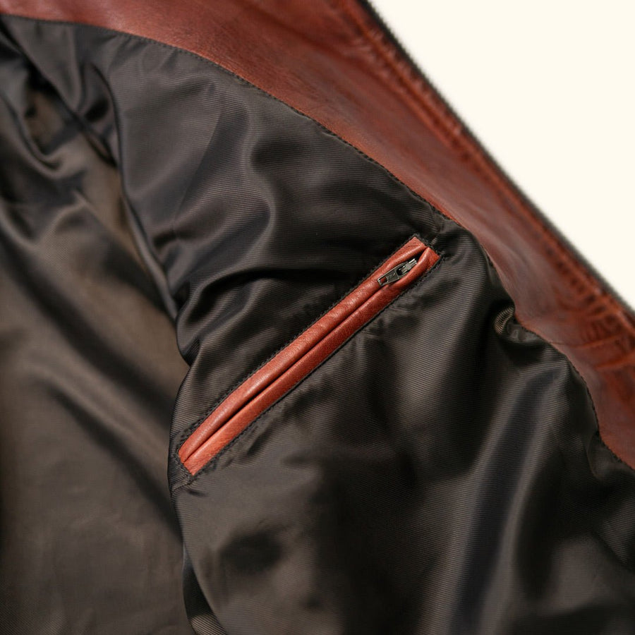 Western Elkhorn Leather Jacket | Distressed Brown & Chestnut