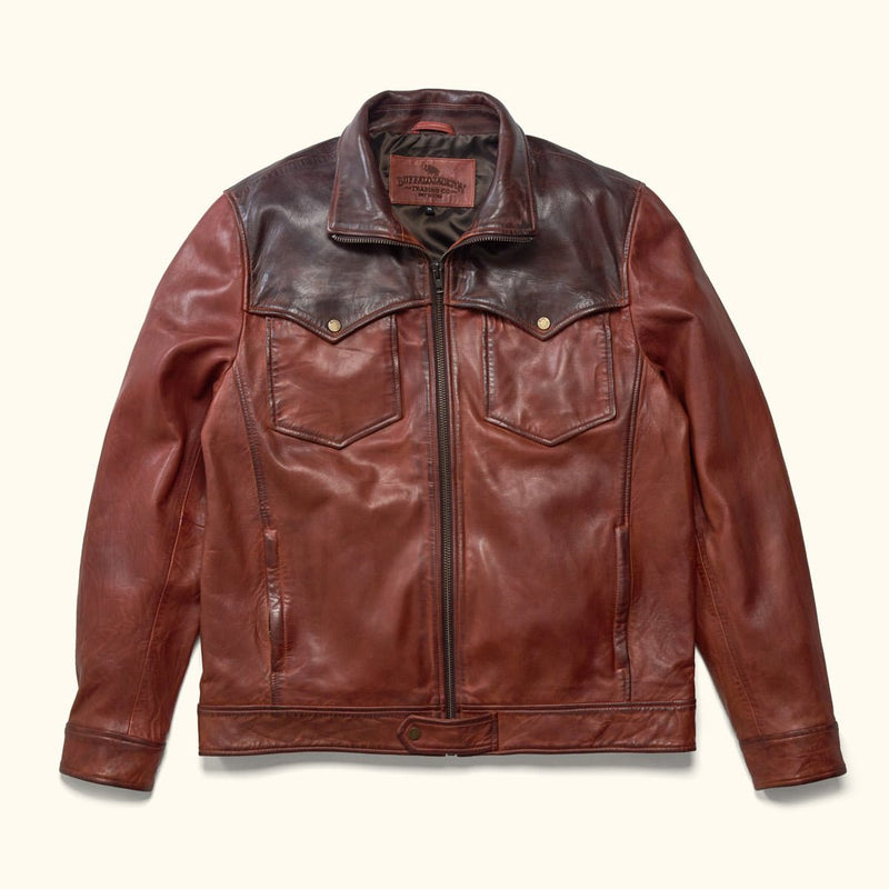 Western Elkhorn Leather Jacket | Distressed Brown & Chestnut