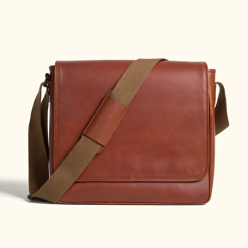 Roosevelt Buffalo Leather Satchel Messenger Bag | Amber Brown